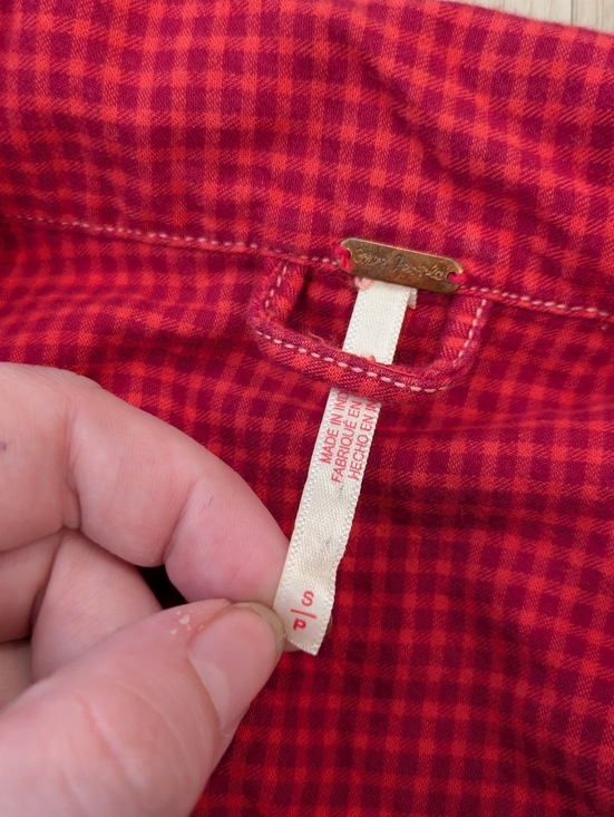 Free People Arlo Red Plaid Set Button Blouse And Mini Dress Size S - Picture 8 of 14